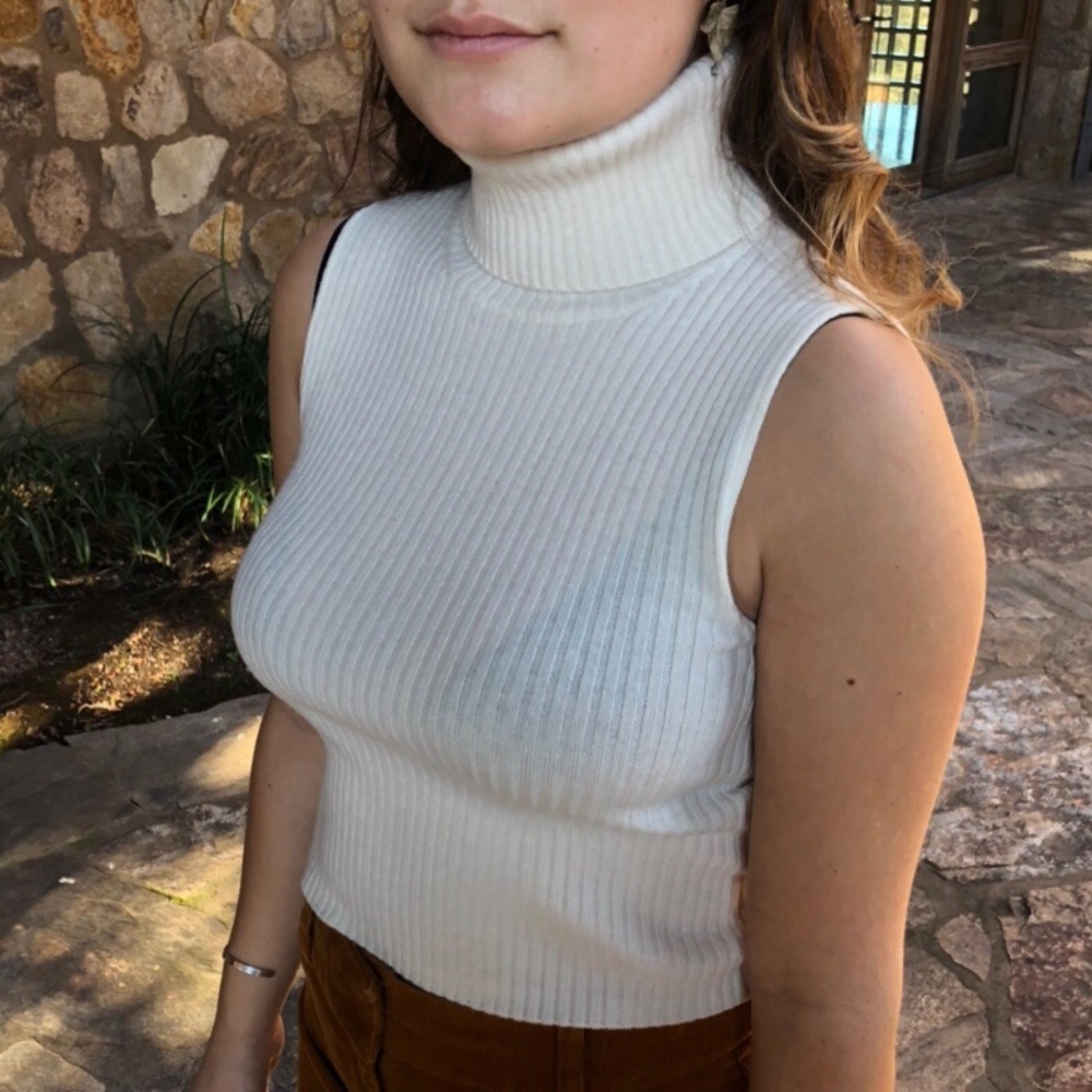 Topshop Sleeveless Turtleneck Cropped Sweater